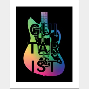 Guitarist Electric Guitar Body Colorful Gradient Posters and Art